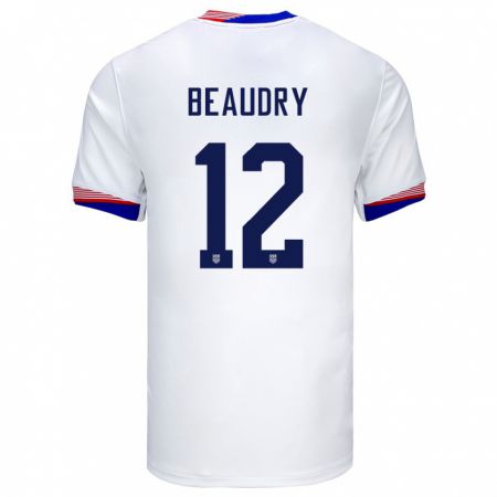 Kandiny Kinderen Verenigde Staten Adam Beaudry #12 Wit Thuisshirt Thuistenue 24-26 T-Shirt