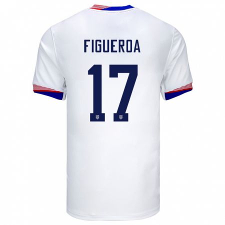 Kandiny Kinder Vereinigte Staaten Keyrol Figueroa #17 Weiß Heimtrikot Trikot 24-26 T-Shirt Österreich