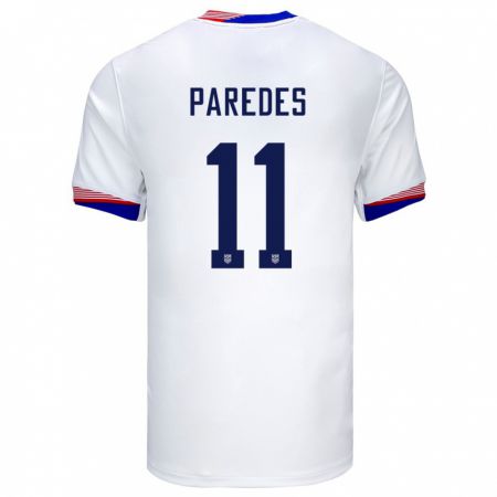 Kandiny Kinderen Verenigde Staten Kevin Paredes #11 Wit Thuisshirt Thuistenue 24-26 T-Shirt