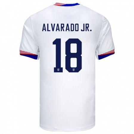 Kandiny Kinder Vereinigte Staaten Alejandro Alvarado Jr #18 Weiß Heimtrikot Trikot 24-26 T-Shirt Österreich