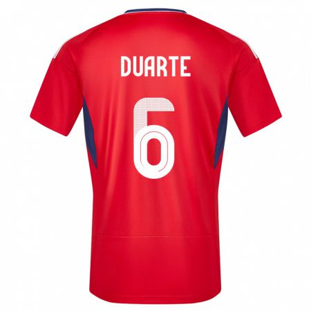 Kandiny Kinderen Costa Rica Oscar Duarte #6 Rood Thuisshirt Thuistenue 24-26 T-Shirt België