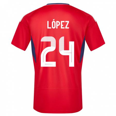 Kandiny Kinderen Costa Rica Douglas Lopez #24 Rood Thuisshirt Thuistenue 24-26 T-Shirt