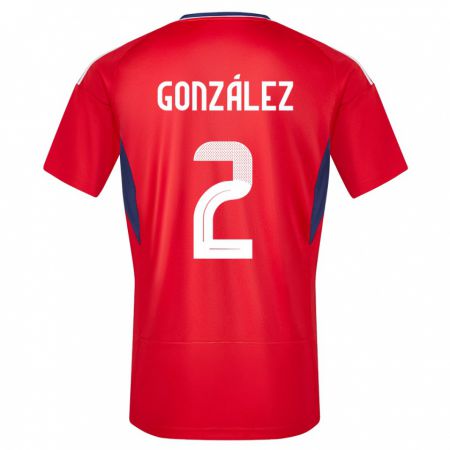 Kandiny Kinderen Costa Rica Julian Gonzalez #2 Rood Thuisshirt Thuistenue 24-26 T-Shirt