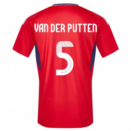 Kandiny Bambino Maglia Costa Rica Santiago Van Der Putten #5 Rosso Kit Gara Home 24-26 Maglietta