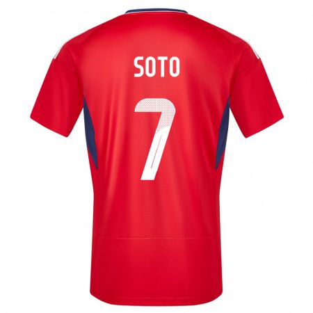 Kandiny Kinderen Costa Rica Andrey Soto #7 Rood Thuisshirt Thuistenue 24-26 T-Shirt België