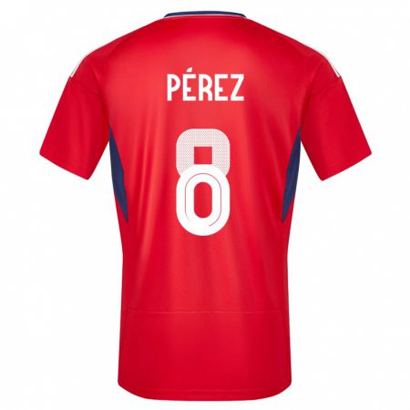 Kandiny Kinderen Costa Rica Creichel Perez #8 Rood Thuisshirt Thuistenue 24-26 T-Shirt België