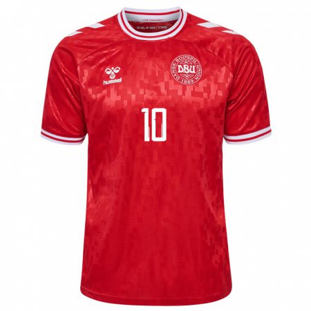 Kandiny Kinderen Denemarken Lasse Abildgaard #10 Rood Thuisshirt Thuistenue 24-26 T-Shirt België