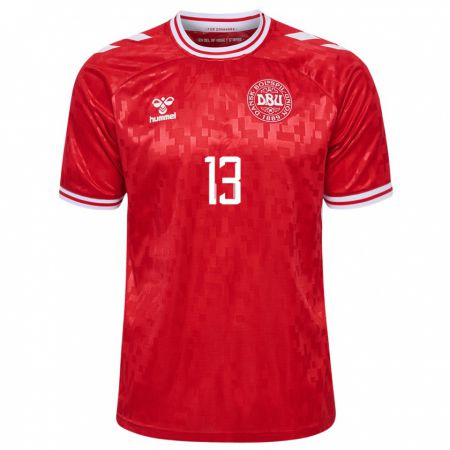 Kandiny Kinder Dänemark Oliver Provstgaard #13 Rot Heimtrikot Trikot 24-26 T-Shirt Österreich