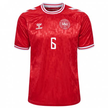 Kandiny Kinder Dänemark Noah Lassen #6 Rot Heimtrikot Trikot 24-26 T-Shirt Österreich