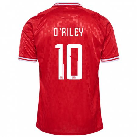 Kandiny Kinderen Denemarken Matt O'riley #10 Rood Thuisshirt Thuistenue 24-26 T-Shirt