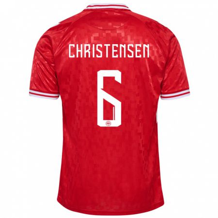 Kandiny Kinderen Denemarken Andreas Christensen #6 Rood Thuisshirt Thuistenue 24-26 T-Shirt België