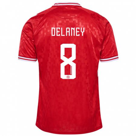 Kandiny Kinder Dänemark Thomas Delaney #8 Rot Heimtrikot Trikot 24-26 T-Shirt Österreich