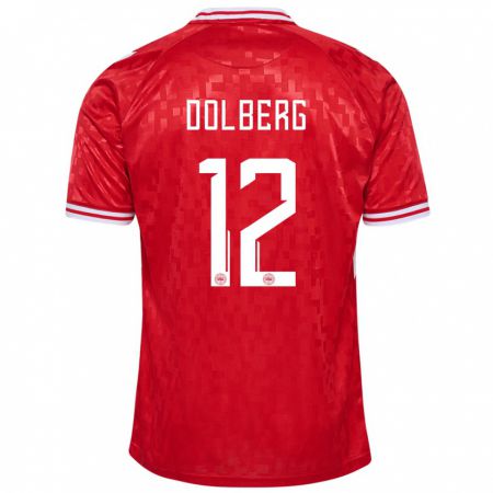 Kandiny Kinderen Denemarken Kasper Dolberg #12 Rood Thuisshirt Thuistenue 24-26 T-Shirt