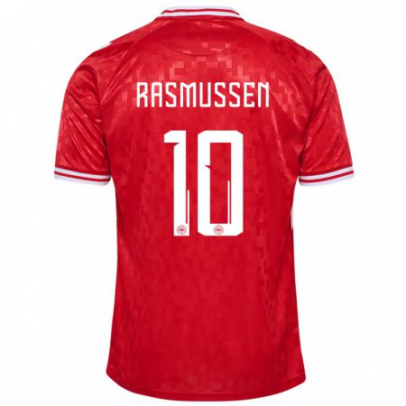 Kandiny Kinder Dänemark Christian Rasmussen #10 Rot Heimtrikot Trikot 24-26 T-Shirt Österreich