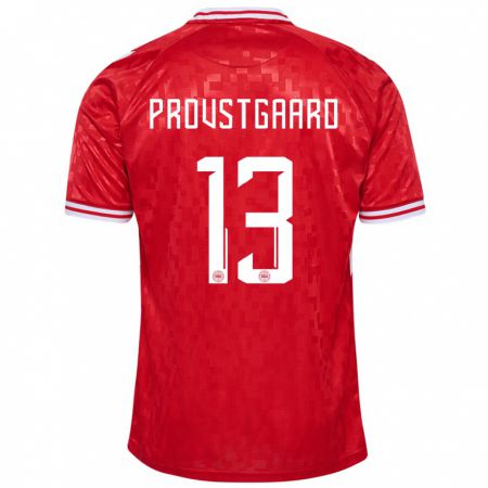 Kandiny Kinder Dänemark Oliver Provstgaard #13 Rot Heimtrikot Trikot 24-26 T-Shirt Österreich