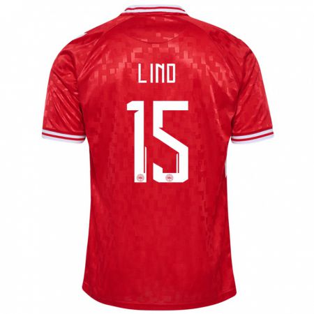 Kandiny Kinderen Denemarken Victor Lind #15 Rood Thuisshirt Thuistenue 24-26 T-Shirt