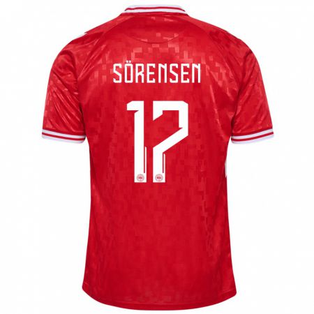 Kandiny Kinder Dänemark Oliver Sörensen #17 Rot Heimtrikot Trikot 24-26 T-Shirt Österreich