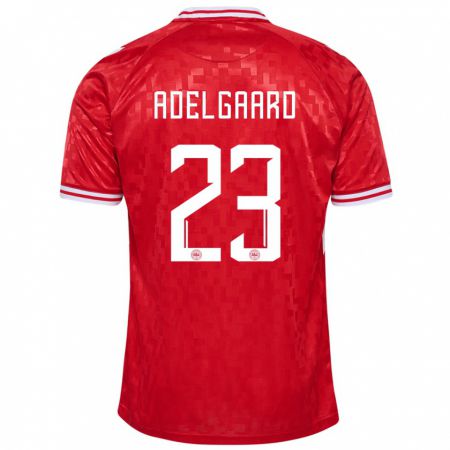 Kandiny Kinder Dänemark Aske Adelgaard #23 Rot Heimtrikot Trikot 24-26 T-Shirt Österreich