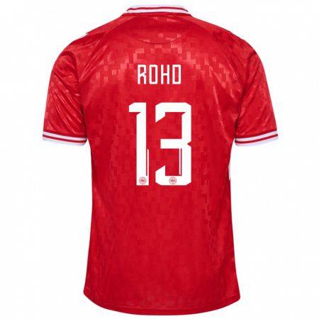 Kandiny Kinderen Denemarken Emil Rohd #13 Rood Thuisshirt Thuistenue 24-26 T-Shirt