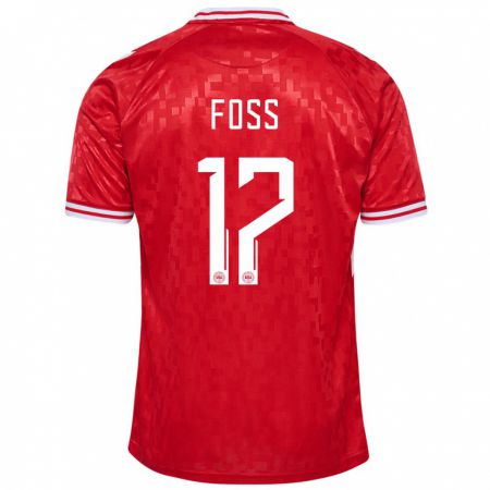 Kandiny Kinderen Denemarken Jonathan Foss #17 Rood Thuisshirt Thuistenue 24-26 T-Shirt België