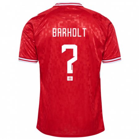 Kandiny Bambino Maglia Danimarca Noah Barholt #0 Rosso Kit Gara Home 24-26 Maglietta