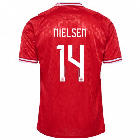 Kandiny Kinderen Denemarken Julius Nielsen #14 Rood Thuisshirt Thuistenue 24-26 T-Shirt België