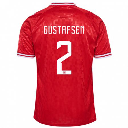 Kandiny Bambino Maglia Danimarca Victor Gustafsen #2 Rosso Kit Gara Home 24-26 Maglietta