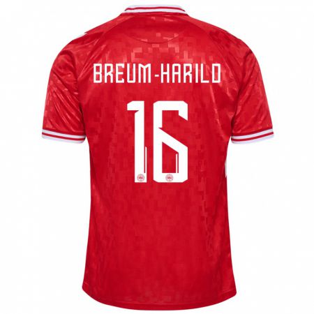 Kandiny Bambino Maglia Danimarca Tobias Breum-Harild #16 Rosso Kit Gara Home 24-26 Maglietta