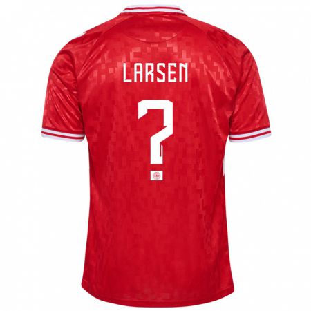 Kandiny Kinder Dänemark Sander Larsen #0 Rot Heimtrikot Trikot 24-26 T-Shirt Österreich