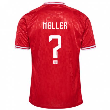 Kandiny Kinderen Denemarken William Møller #0 Rood Thuisshirt Thuistenue 24-26 T-Shirt België