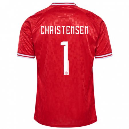 Kandiny Kinder Dänemark Lene Christensen #1 Rot Heimtrikot Trikot 24-26 T-Shirt Österreich