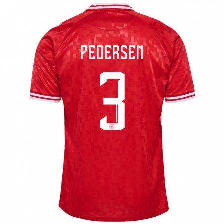 Kandiny Kinderen Denemarken Stine Ballisager Pedersen #3 Rood Thuisshirt Thuistenue 24-26 T-Shirt België