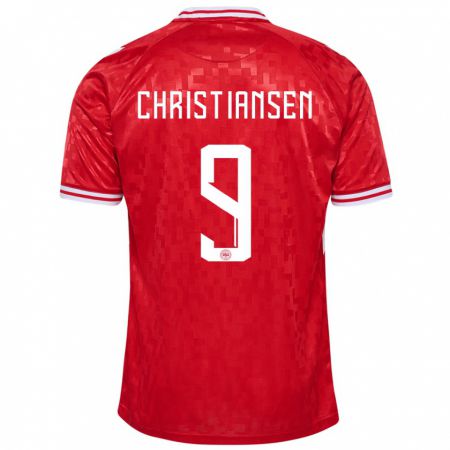 Kandiny Bambino Maglia Danimarca Nanna Christiansen #9 Rosso Kit Gara Home 24-26 Maglietta