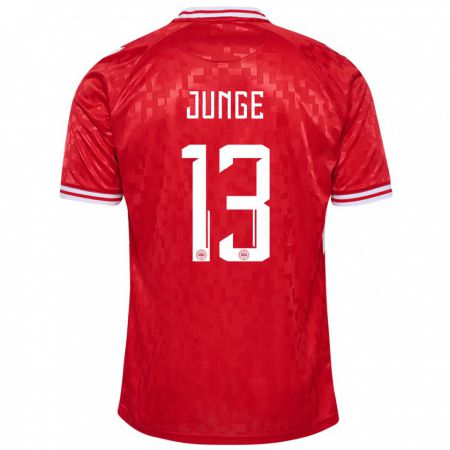 Kandiny Kinder Dänemark Sofie Junge #13 Rot Heimtrikot Trikot 24-26 T-Shirt Österreich