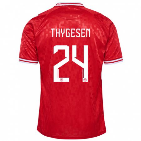 Kandiny Kinder Dänemark Sarah Thygesen #24 Rot Heimtrikot Trikot 24-26 T-Shirt Österreich