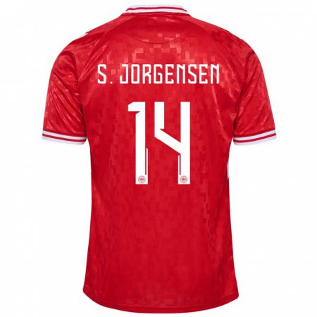 Kandiny Kinderen Denemarken Sebastian Jorgensen #14 Rood Thuisshirt Thuistenue 24-26 T-Shirt