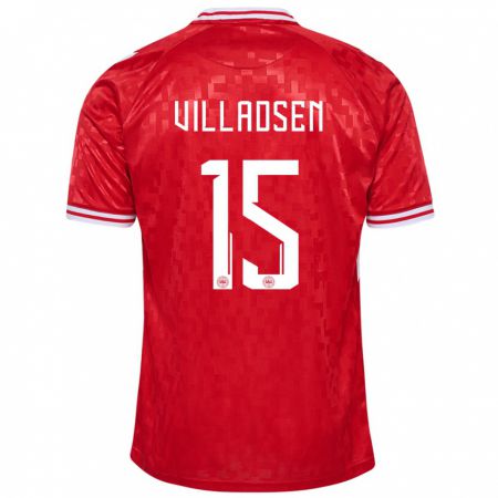 Kandiny Kinder Dänemark Oliver Villadsen #15 Rot Heimtrikot Trikot 24-26 T-Shirt Österreich