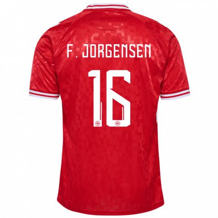 Kandiny Kinderen Denemarken Filip Jorgensen #16 Rood Thuisshirt Thuistenue 24-26 T-Shirt België