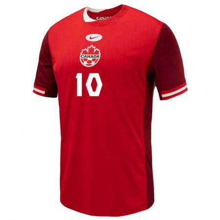 Kandiny Niño Camiseta Canadá Aidan Daniels #10 Rojo 1ª Equipación 24-26 La Camisa