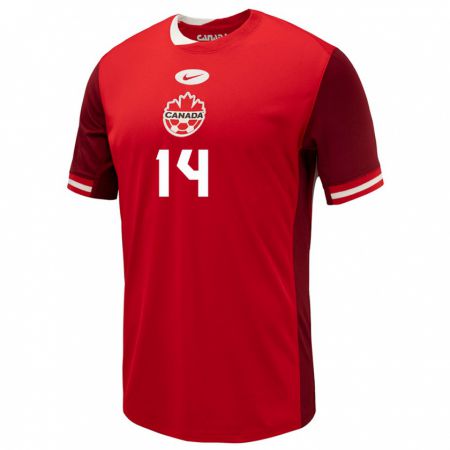 Kandiny Kinder Kanada Jacob Shaffelburg #14 Rot Heimtrikot Trikot 24-26 T-Shirt Österreich