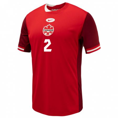 Kandiny Kinderen Canada Alistair Johnston #2 Rood Thuisshirt Thuistenue 24-26 T-Shirt België