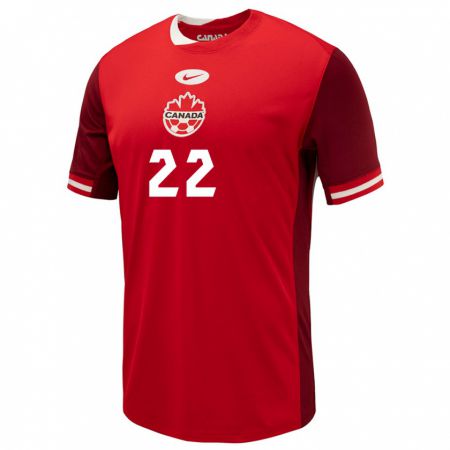 Kandiny Kinderen Canada Richie Laryea #22 Rood Thuisshirt Thuistenue 24-26 T-Shirt België