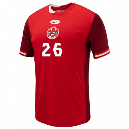 Kandiny Kinder Kanada Luca Koleosho #26 Rot Heimtrikot Trikot 24-26 T-Shirt Österreich