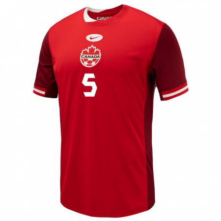 Kandiny Niño Camiseta Canadá Steven Vitória #5 Rojo 1ª Equipación 24-26 La Camisa