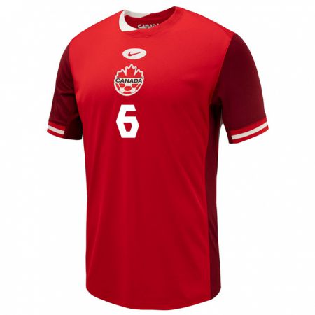 Kandiny Kinderen Canada Lazar Stefanovic #6 Rood Thuisshirt Thuistenue 24-26 T-Shirt België