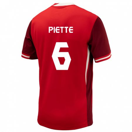 Kandiny Kinderen Canada Samuel Piette #6 Rood Thuisshirt Thuistenue 24-26 T-Shirt België