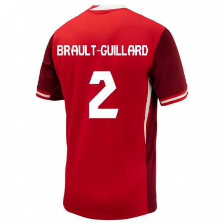 Kandiny Niño Camiseta Canadá Zachary Brault-Guillard #2 Rojo 1ª Equipación 24-26 La Camisa