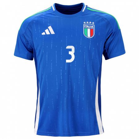 Kandiny Kinderen Italië Davide Bartesaghi #3 Blauw Thuisshirt Thuistenue 24-26 T-Shirt België