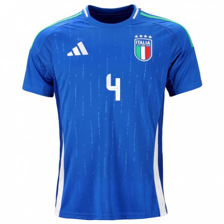 Kandiny Kinderen Italië Lucia Di Guglielmo #4 Blauw Thuisshirt Thuistenue 24-26 T-Shirt België