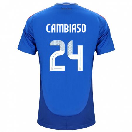 Kandiny Bambino Maglia Italia Andrea Cambiaso #24 Blu Kit Gara Home 24-26 Maglietta